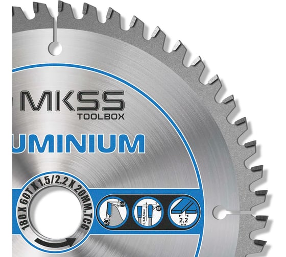 Диск пильный по алюминию MKSS Toolbox Aluminium SS3318 180x60Тх1.5/2.2x20мм SS33180001
