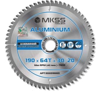 Диск пильный по алюминию MKSS Toolbox Aluminium SS3319 190x64Тх1.5/2.2x30/20мм SS33190001