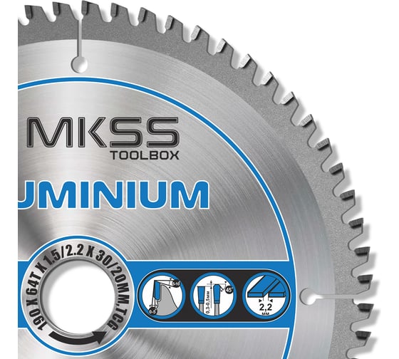 Диск пильный по алюминию MKSS Toolbox Aluminium SS3319 190x64Тх1.5/2.2x30/20мм SS33190001