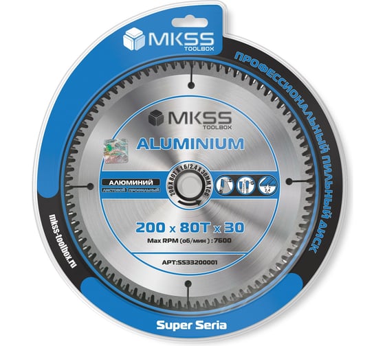 Диск пильный по алюминию MKSS Toolbox Aluminium SS3320 200x80Тх1.6/2.4x30мм SS33200001
