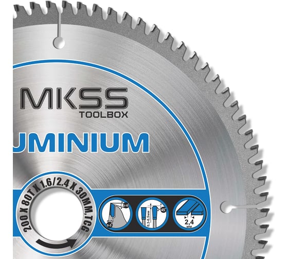 Диск пильный по алюминию MKSS Toolbox Aluminium SS3320 200x80Тх1.6/2.4x30мм SS33200001