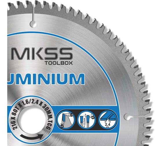 Диск пильный по алюминию MKSS Toolbox Aluminium SS3321 216x80Тх1.6/2.4x30мм SS33216001