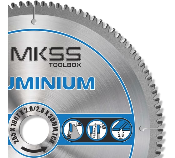 Диск пильный по алюминию MKSS Toolbox Aluminium SS3325 255x100Тх2.0/2.8x30мм SS33255001