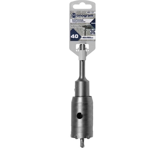 Коронка твердосплавная с адаптером по бетону Basis (40х50х160 мм; SDS-plus) Monogram 089-137