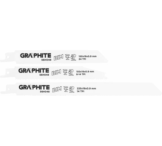 Набор пильных полотен (3 шт; BIM) для сабельной пилы GRAPHITE 56H048