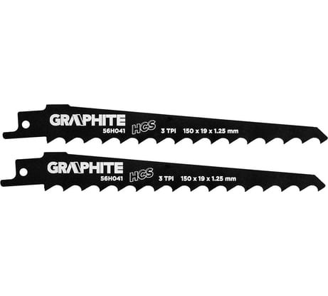 Полотно пильное (2 шт; 150x19x1.25 мм; 3TPI; HCS) для сабельной пилы GRAPHITE 56H041