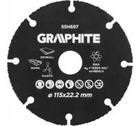 Диск режущий для дерева и пластика (115х22.2 мм; HM) GRAPHITE 55H697
