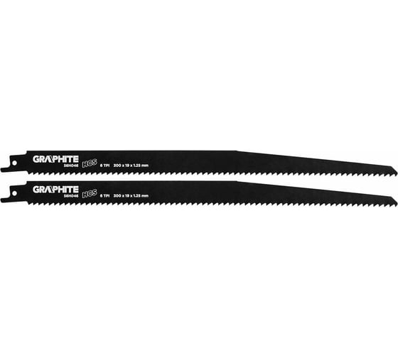 Полотно пильное (2 шт; 300x19x1.25 мм; 6TPI; HCS) для сабельной пилы GRAPHITE 56H046