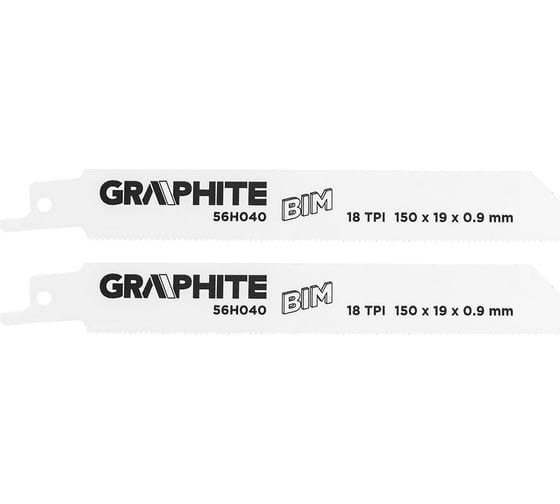 Полотно пильное (2 шт; 150x19x0.9 мм; 18TPI; BIM) для сабельной пилы GRAPHITE 56H040