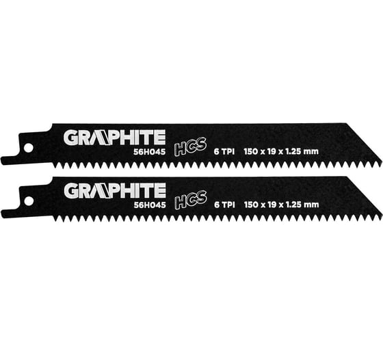 Полотно пильное (2 шт; 150x19x1.25 мм; 6TPI; HCS) для сабельной пилы GRAPHITE 56H045