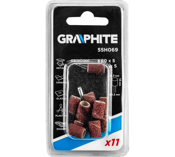 Ленты шлифовальные (10 шт; 6.3 мм; K60/K120; хвостовик 3.2 мм) GRAPHITE 55H069