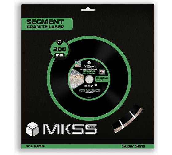 Диск алмазный по граниту Segment Granite Laser MKSS Toolbox SS0104 300x10x25.4мм SS01040300