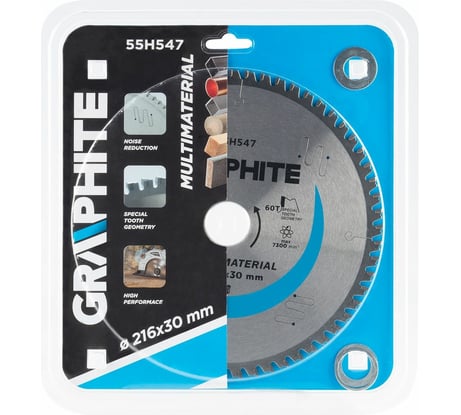 Диск отрезной универсальный (216x30 мм; 60 зубьев) GRAPHITE 55H547