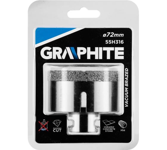 Сверло корончатое (72 мм; M14) GRAPHITE 55H316 1