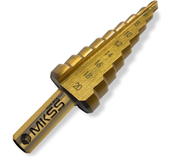 Сверло ступенчатое по металлу MKSS Toolbox HSS TiN 4-20мм ST1420 1