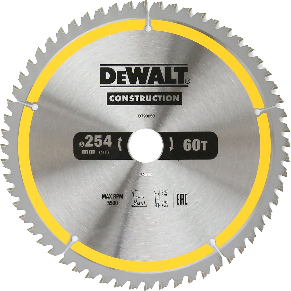 Диск пильный по дереву 254х30 мм, 60Т Dewalt DT90250 - выгодная цена ...