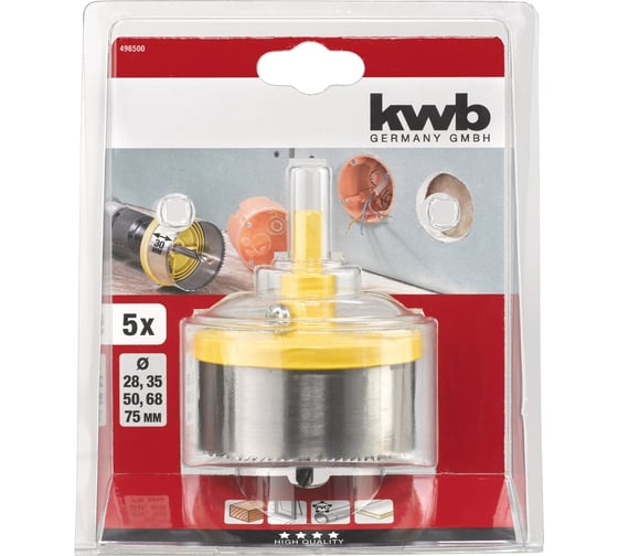 Коронка пильная наборная 28-75x30 мм, 5шт KWB 498500
