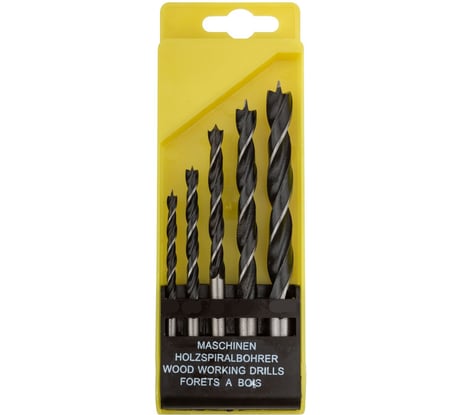 Набор сверл по дереву в пластиковом боксе (5 шт; 3-8 мм) FIT 36104