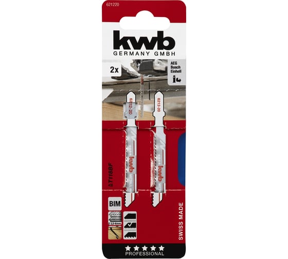 Пилки для лобзика по металлу BiM T118BF S20 2 шт kwb 621220