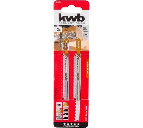 Пилки для лобзика по дереву и металлу Easy Cut, BiM T345XF S20 2 шт KWB 624820