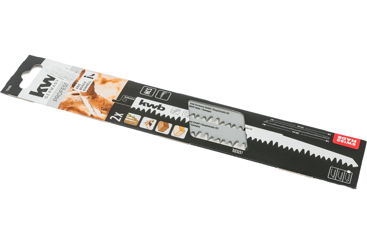 Полотно для сабельной пилы по дереву HCS S1531L 240/218мм, 2 шт KWB ...