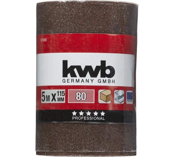 Бумага шлифовальная в рулоне 5 м, 115 мм, К80, усиленная основа KWB 817808