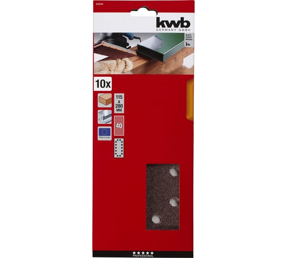 Лист шлифовальный 115x280 мм К40, 10 шт KWB 818704