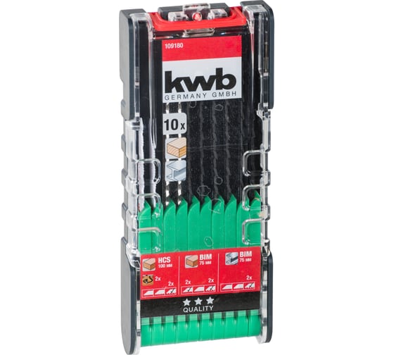 Набор пильных полотен для лобзика 10 предметов kwb 109180