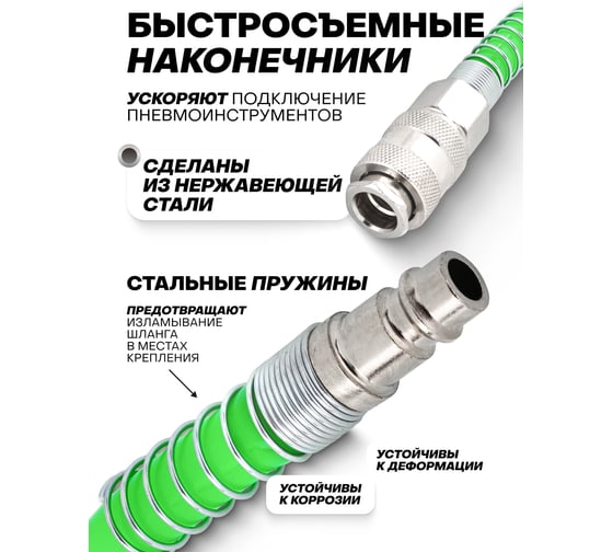 Шланг витой полиуретановый Forsage 8х12 мм, 5 м, с быстроразъемами F-1208-5Green(59769)