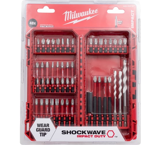 Биты Milwaukee SHOCKWAVE GEN III набор 48 предметов в пласт. кейсе 4932492005 1