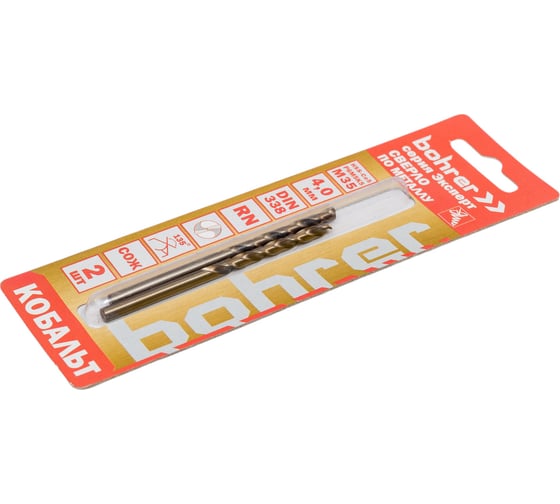 Сверло по металлу Эксперт (2 шт; 4 мм; Р6М5К5; HSS-Co5%; M35; DIN 338) BOHRER 31530040