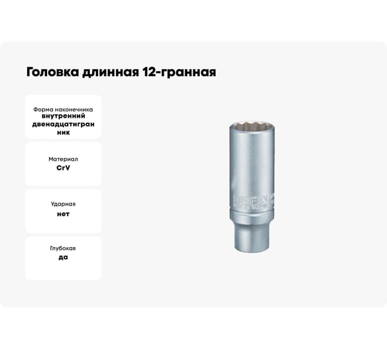 Головка длинная 12-гранная INFO 30 мм, 1/2DR, L=77 мм 9497730