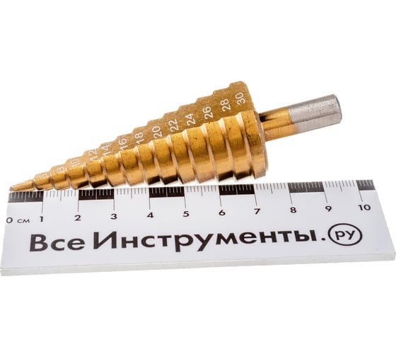 Сверло ступенчатое (6-30 мм; HSS TiN; трехгранный хвостовик) ТУНДРА 5570236