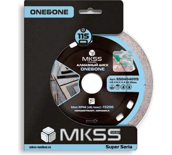Диск алмазный по керамограниту MKSS Toolbox SS0404 One & One 115x1.1x8x22,23 мм SS04040115
