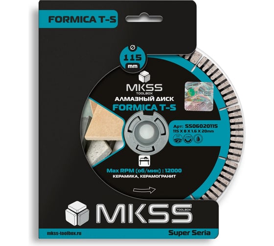 Диск алмазный по керамограниту MKSS Toolbox Formica SS0602 T-S 115x1,6x8х20мм SS06020115
