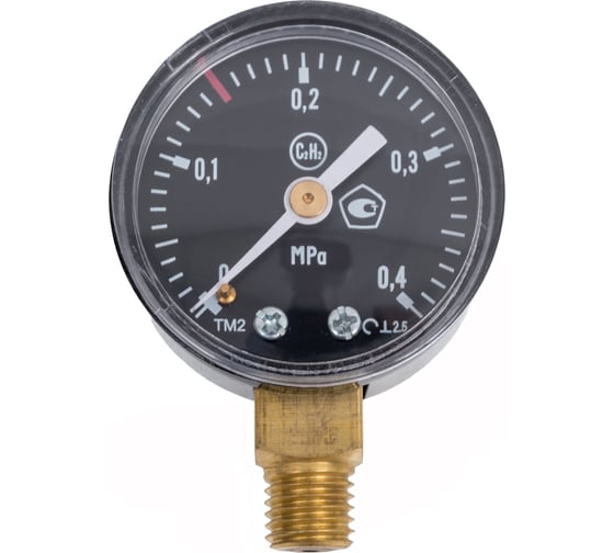 Манометр ацетиленовый Инсвартех 0,4МПа резьба 12*1.5 IST0299 1