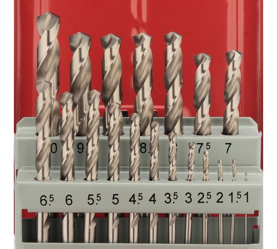 Набор сверл по металлу H-Tools 1-10 мм DIN338 HSS-G 135 19шт 214214HT