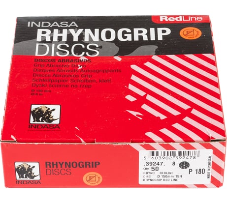 Круг RHYNOGRIP (50 шт; 150 мм; Р180; 15 отверстий) INDASA 39247