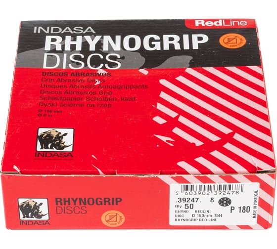 Круг RHYNOGRIP (50 шт; 150 мм; Р180; 15 отверстий) INDASA 39247 1