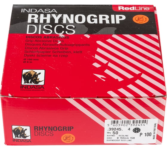 Круг RHYNOGRIP (50 шт; 150 мм; Р100; 15 отверстий) INDASA 39245