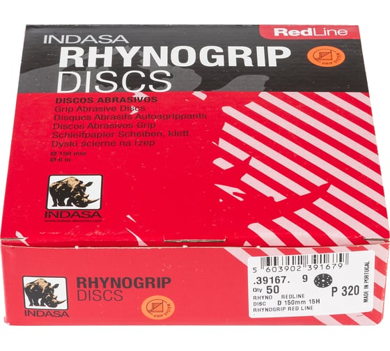 Круг RHYNOGRIP (50 шт; 150 мм; Р320; 15 отверстий) INDASA 39167