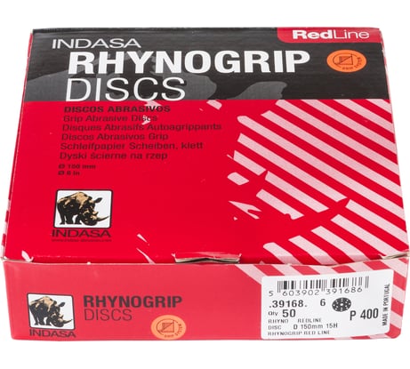 Круг RHYNOGRIP (50 шт; 150 мм; Р400; 15 отверстий) INDASA 39168