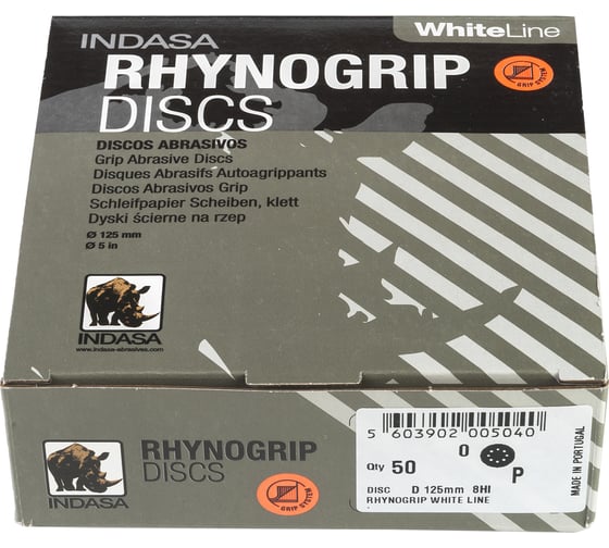 Круг RHYNOGRIP (50 шт; 125 мм; Р40; 8 отверстий) INDASA 00268 1