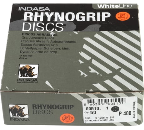 Круг RHYNOGRIP (50 шт; 125 мм; Р400; 8 отверстий) INDASA 00510