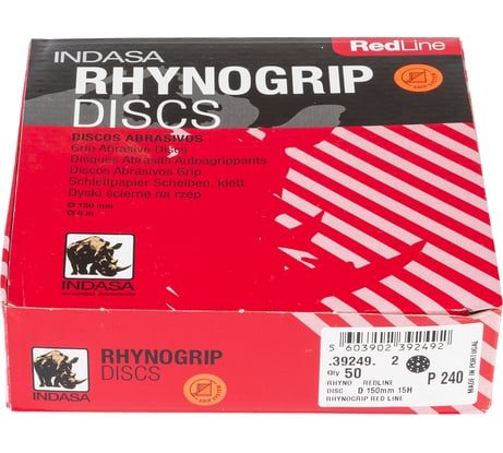 Круг RHYNOGRIP (50 шт; 150 мм; Р240; 15 отверстий) INDASA 39249