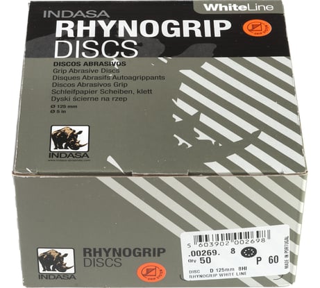 Круг RHYNOGRIP (50 шт; 125 мм; Р60; 8 отверстий) INDASA 00269