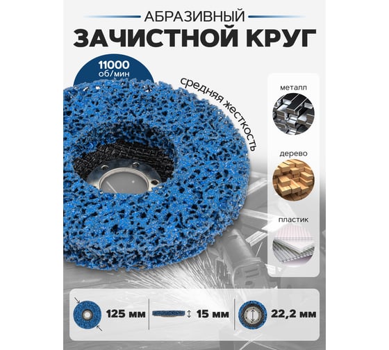 Круг абразивный зачистной Forsage 125х22.2мм, синий, max об/мин 11000, в блистере F-BD125B(48950)