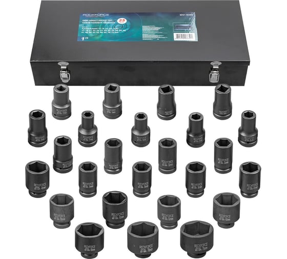 Набор головок ударных Rockforce 25пр, 1", 6гр RF-8251-5MPB(55013)