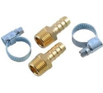 Штуцер пневматический Rockforce наруж. резьба 1/2-елочка 16мм, к-т 2 шт. + хомуты для крепежа, в блистере RF-MH08/10/16мм/к-т 2 шт/(1913)