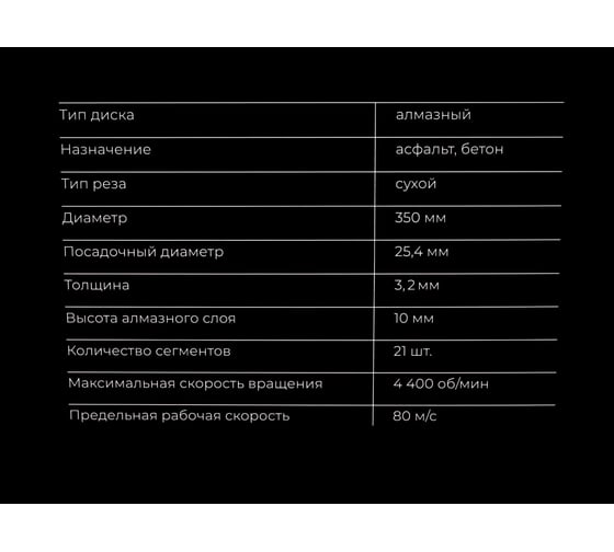 Диск алмазный сегментный по асфальту 350х25,4 Gigant G-10359